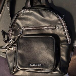 Black faux Leather Backpack